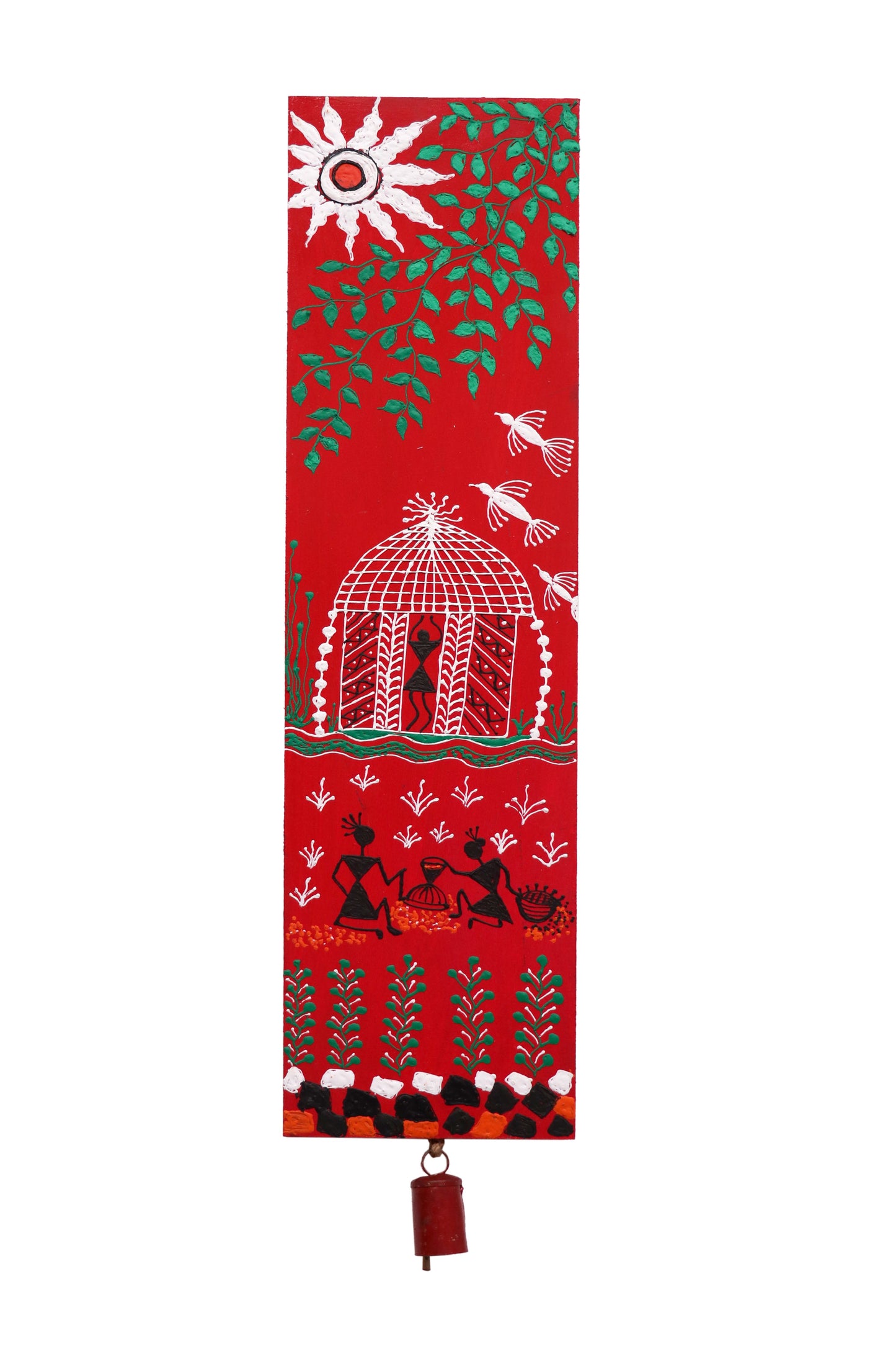 Handmade Red and Green Warli Painting